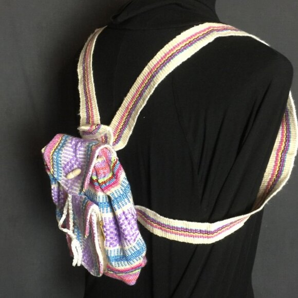Pinzon Backpack Colorful Woven Fabric Rainbow Pride Pocket Soft Made in Mexico - Picture 14 of 14